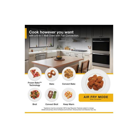 Whirlpool® 8.6 Total Cu. Ft. Double Wall Oven with Air Fry When Connected WOED5027LZ
