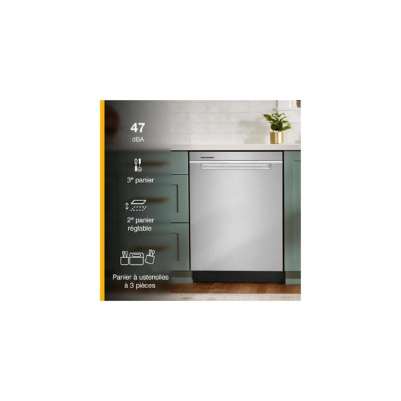 Whirlpool® 24” Stainless Steel Dishwasher with AI Intelligent Wash - 47 dBA WDTA50SAKZ