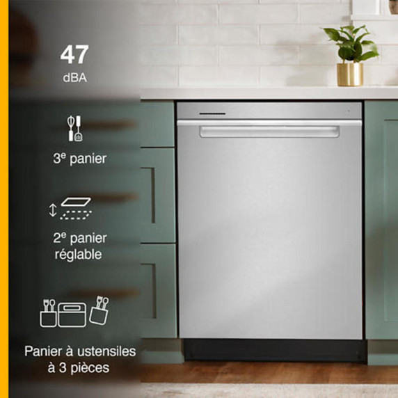 Whirlpool® 24” Stainless Steel Dishwasher with AI Intelligent Wash - 47 dBA WDTA50SAKZ