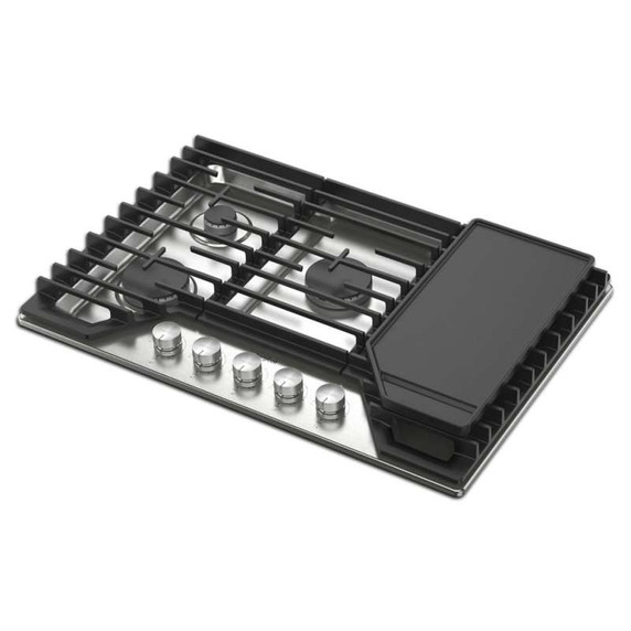 Whirlpool® 30-inch Gas Cooktop with 2-in-1 Hinged Grate to Griddle WCGK7530PS