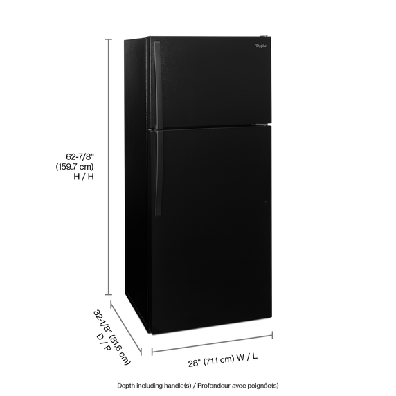 Whirlpool® 28-inch Wide Top Freezer Refrigerator - 14 cu. ft. WRT134TFDB