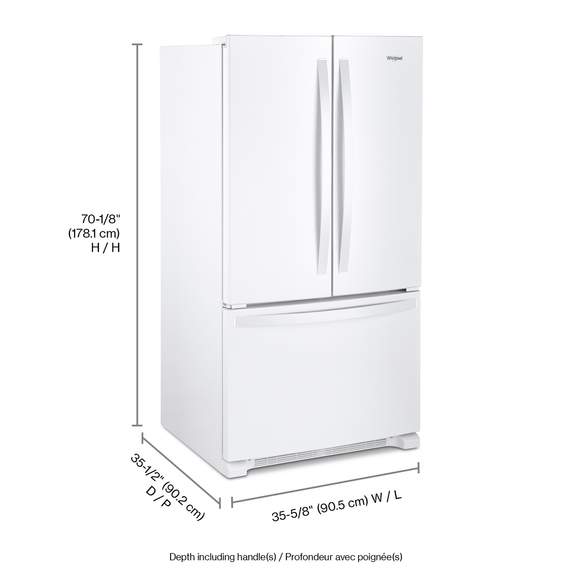 Whirlpool® 36-inch Wide French Door Refrigerator with Water Dispenser - 25 cu. ft. WRF535SWHW