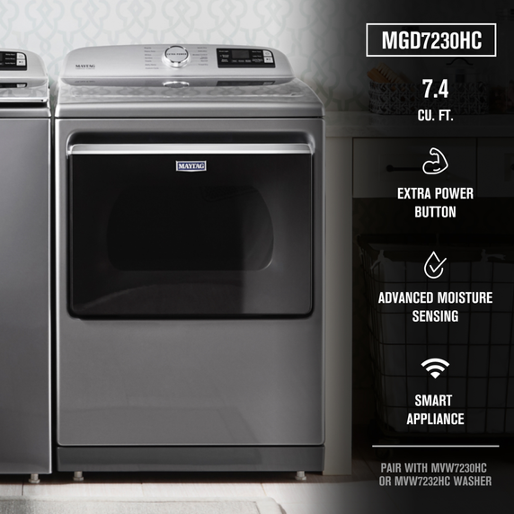 Maytag® Smart Top Load Gas Dryer with Extra Power Button - 7.4 cu. ft. MGD7230HC