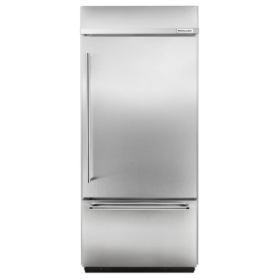 Kitchenaid® 20.9 Cu. Ft. 36" Width Built-In Stainless Bottom Mount Refrigerator with Platinum Interior Design KBBR306ESS