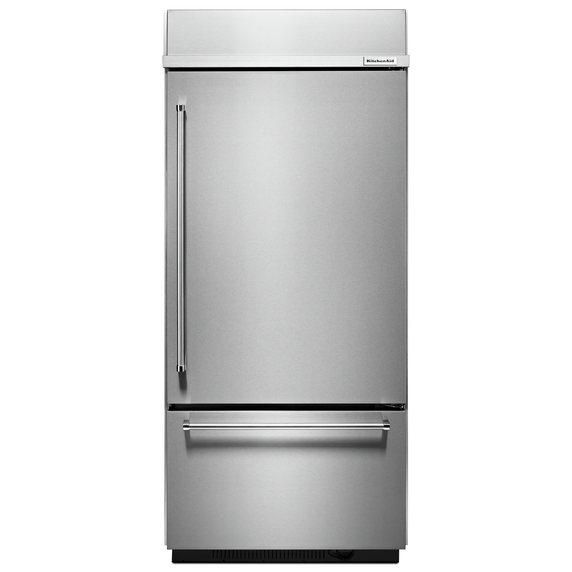 Kitchenaid® 20.9 Cu. Ft. 36" Width Built-In Stainless Bottom Mount Refrigerator with Platinum Interior Design KBBR306ESS