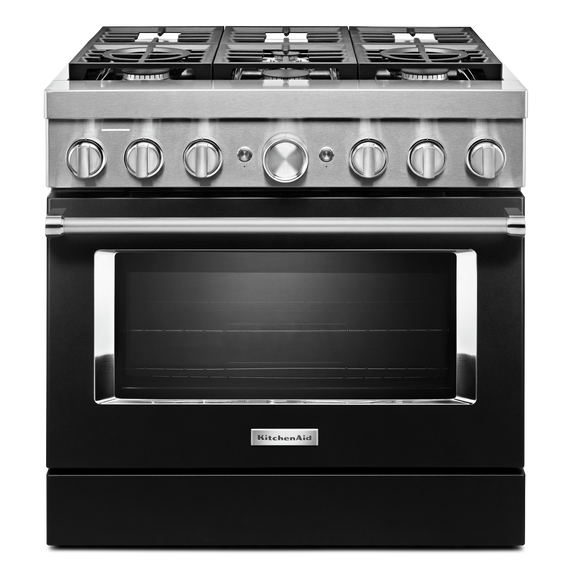 KitchenAid® 36'' Smart Commercial-Style Dual Fuel Range with 6 Burners KFDC506JBK