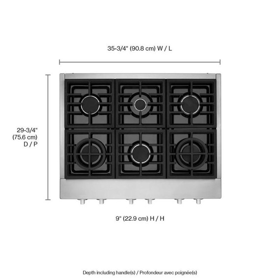KitchenAid® 36'' 6-Burner Commercial-Style Gas Rangetop KCGC506JSS