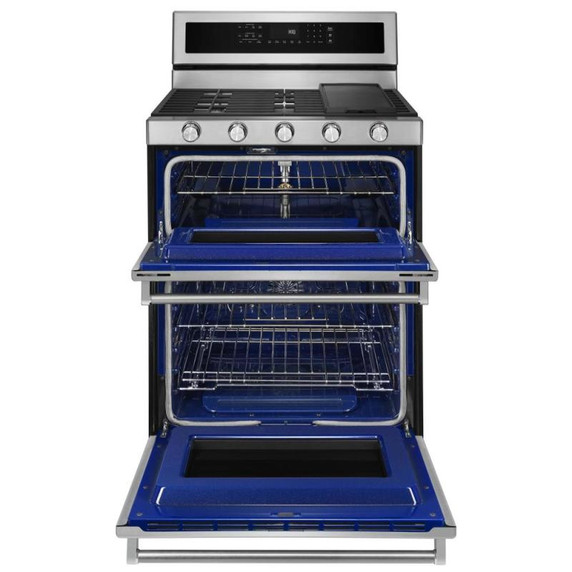 Kitchenaid® 30-Inch 5 Burner Gas Double Oven Convection Range KFGD500ESS