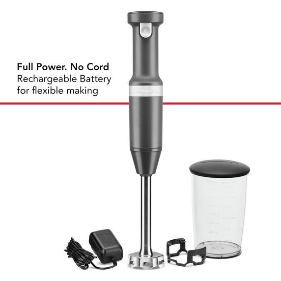 Kitchenaid® Cordless Variable Speed Hand Blender with Chopper and Whisk Attachment KHBBV83DG