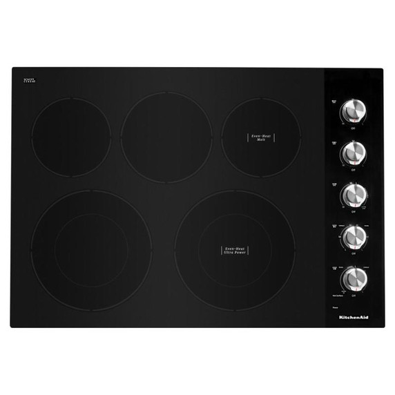Kitchenaid® 30" Electric Cooktop with 5 Elements and Knob Controls KCES550HBL