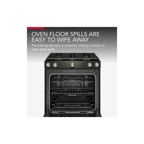Kitchenaid® 30-Inch 5-Burner Gas Slide-In Convection Range KSGG700EBS