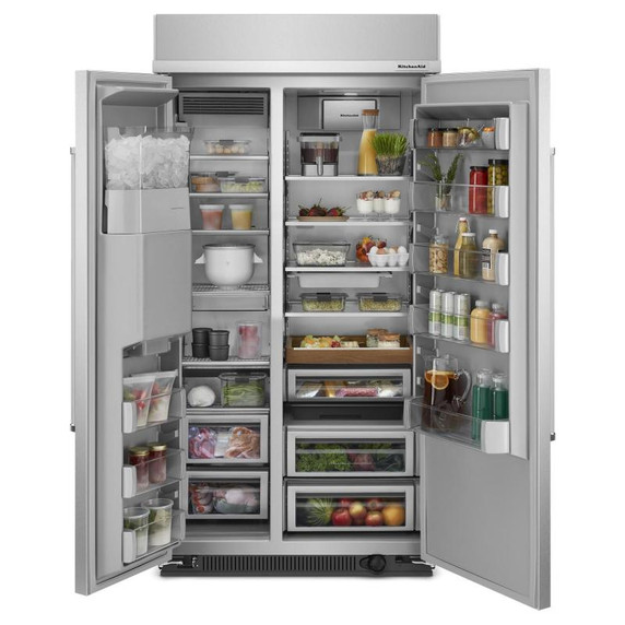 Kitchenaid® 25.1 Cu. Ft. 42" Built-In Side-by-Side Refrigerator with Ice and Water Dispenser KBSD702MSS
