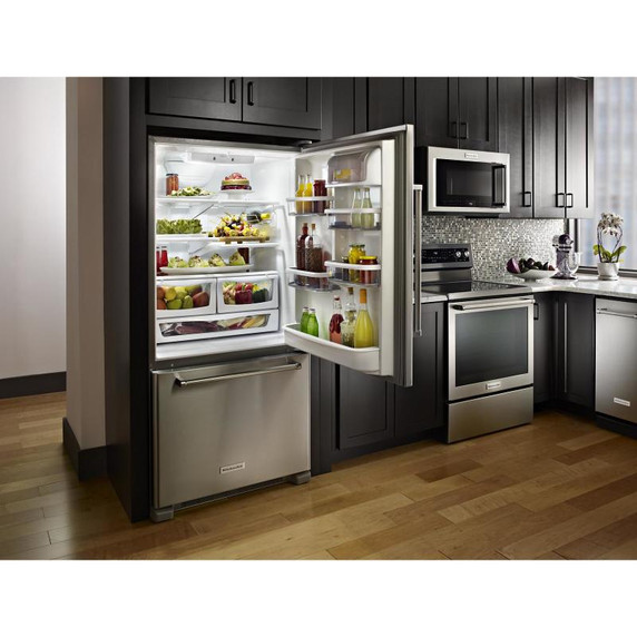 Kitchenaid® 22 cu.ft. 33-Inch Width Full Depth Non Dispense Bottom Mount Refrigerator KRBR102ESS Kitchenaid® 22 cu.ft. 33-Inch Width Full Depth Non Dispense Bottom Mount Refrigerator KRBR102ESS