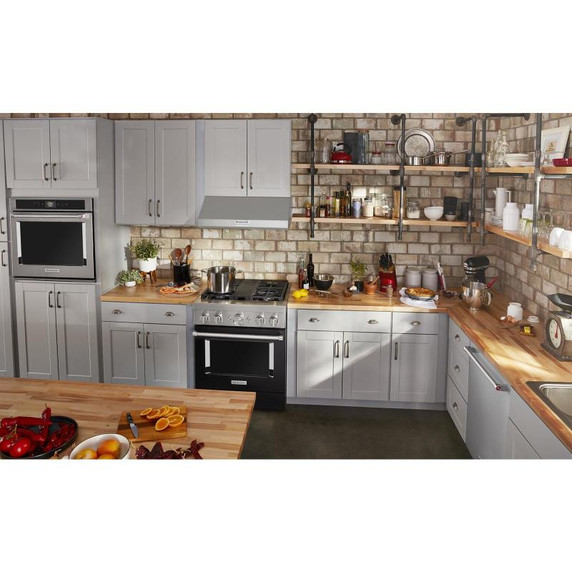 KitchenAid® 30'' Smart Commercial-Style Dual Fuel Range with 4 Burners KFDC500JBK