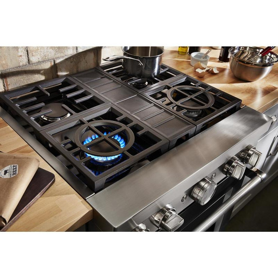 KitchenAid® 30'' Smart Commercial-Style Dual Fuel Range with 4 Burners KFDC500JBK