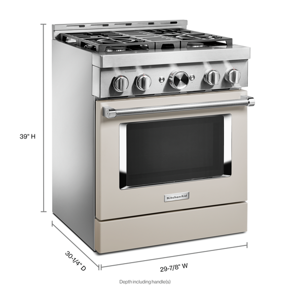 KitchenAid® 30'' Smart Commercial-Style Gas Range with 4 Burners KFGC500JMH