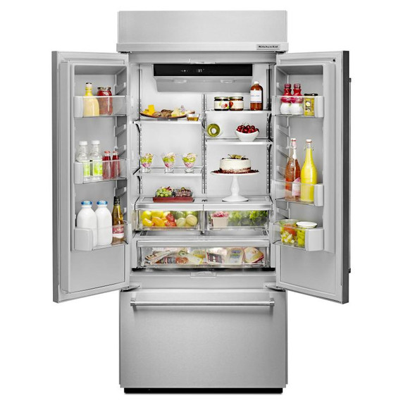 Kitchenaid® 20.8 Cu. Ft. 36" Width Built In Stainless Steel French Door Refrigerator with Platinum Interior Design KBFN506ESS