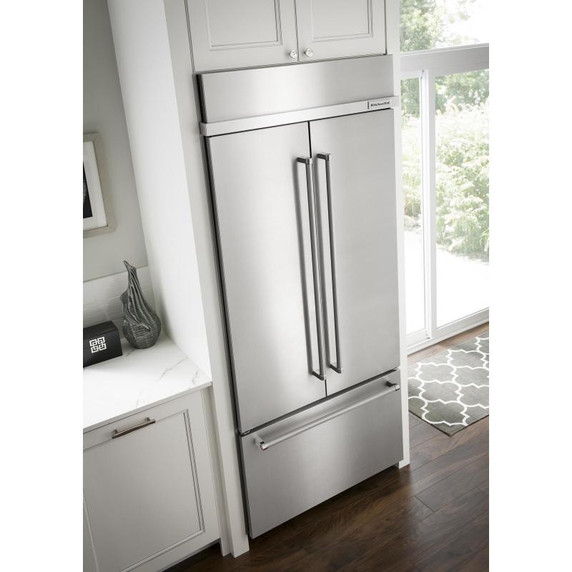 Kitchenaid® 20.8 Cu. Ft. 36" Width Built In Stainless Steel French Door Refrigerator with Platinum Interior Design KBFN506ESS
