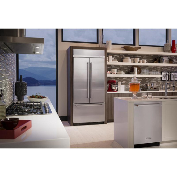 Kitchenaid® 20.8 Cu. Ft. 36" Width Built In Stainless Steel French Door Refrigerator with Platinum Interior Design KBFN506ESS