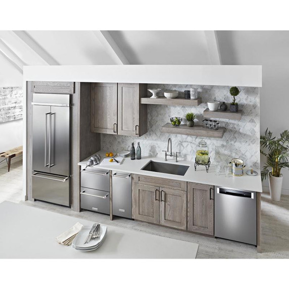 Kitchenaid® 20.8 Cu. Ft. 36" Width Built In Stainless Steel French Door Refrigerator with Platinum Interior Design KBFN506ESS