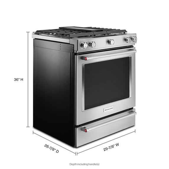 OPEN BOX Kitchenaid® 30-Inch 5-Burner Dual Fuel Convection Slide-In Range with Baking Drawer  YKSDB900ESS