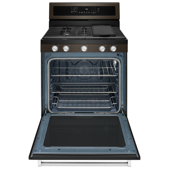 Kitchenaid® 30-Inch 5-Burner Gas Convection Range KFGG500EBS