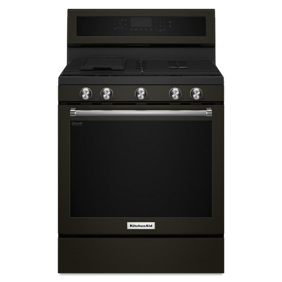 Kitchenaid® 30-Inch 5-Burner Gas Convection Range KFGG500EBS