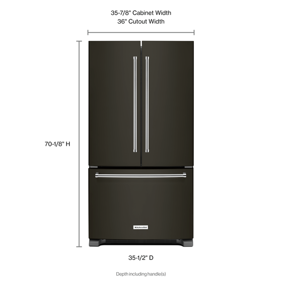 Kitchenaid® 25 Cu. Ft. 36-Width Standard Depth French Door Refrigerator with Interior Dispense and PrintShield™ Finish KRFF305EBS