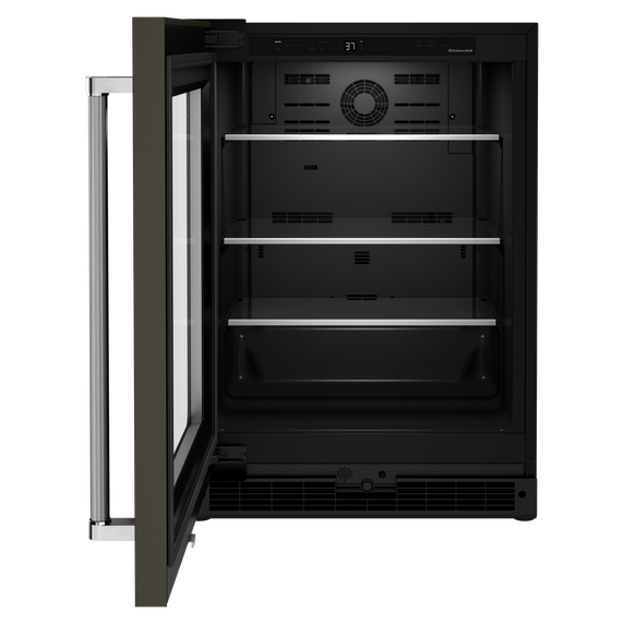 Kitchenaid® 24" Undercounter Refrigerator with Glass Door and Shelves with Metallic Accentsand with PrintShield™ Finish KURL314KBS