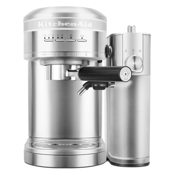 Kitchenaid® Metal Semi-Automatic Espresso Machine and Automatic Milk Frother Attachment Bundle KES6504SX