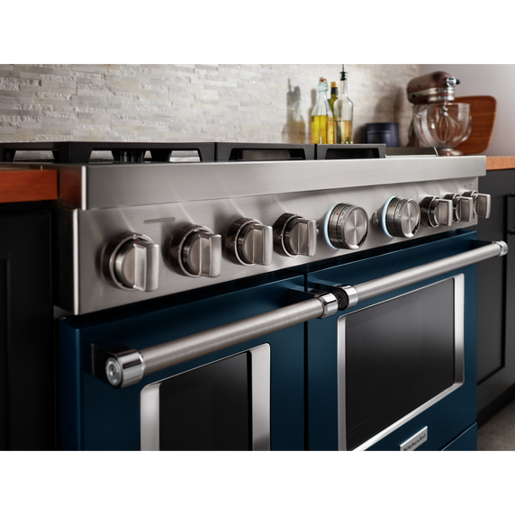 KitchenAid® 48'' Smart Commercial-Style Dual Fuel Range with Griddle KFDC558JIB