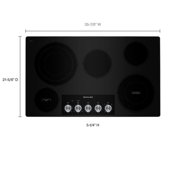 Kitchenaid® 36" Electric Cooktop with 5 Elements and Knob Controls KCES556HSS