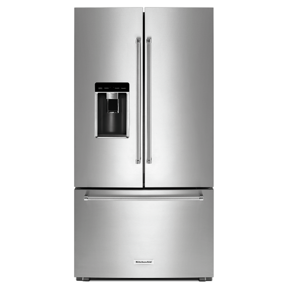 Kitchenaid® 23.8 cu. ft. 36 Counter-Depth French Door Platinum Interior Refrigerator with PrintShield™ Finish KRFC704FPS