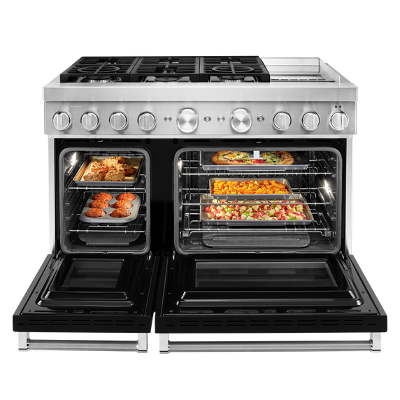 KitchenAid® 48'' Smart Commercial-Style Dual Fuel Range with Griddle KFDC558JBK