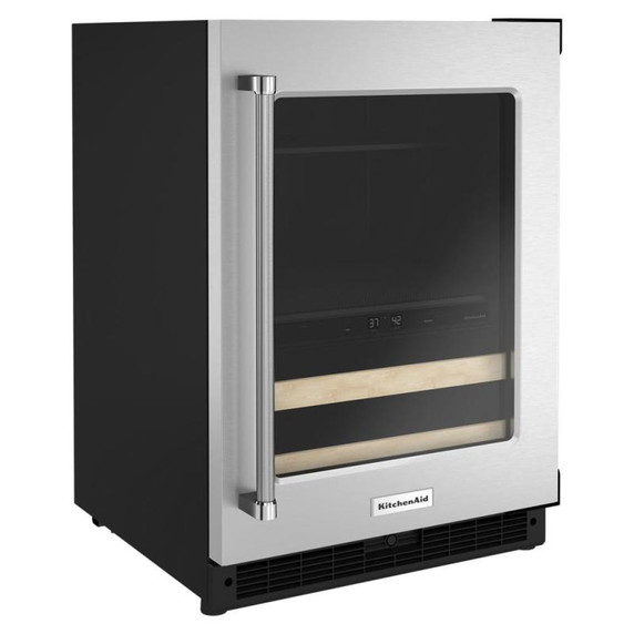 Kitchenaid® 24" Beverage Center with Glass Door and Wood-Front Racks KUBR214KSB