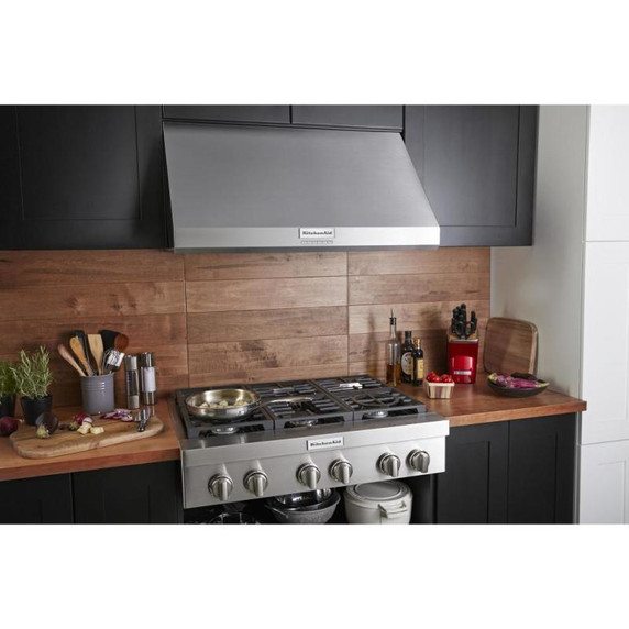 Kitchenaid® 36" 585 or 1170 CFM Motor Class Commercial-Style Wall-Mount Canopy Range Hood KVWC906KSS