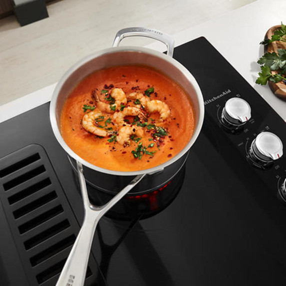 Kitchenaid® 30" Electric Downdraft Cooktop with 4 Elements KCED600GBL