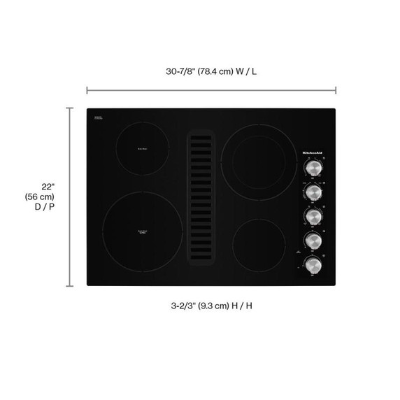 Kitchenaid® 30" Electric Downdraft Cooktop with 4 Elements KCED600GBL