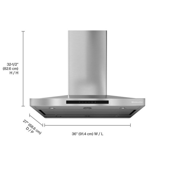 Kitchenaid® 36" Island-Mount, 3-Speed Canopy Hood KVIB606DSS