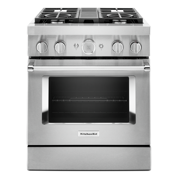 KitchenAid® 30'' Smart Commercial-Style Dual Fuel Range with 4 Burners KFDC500JSS