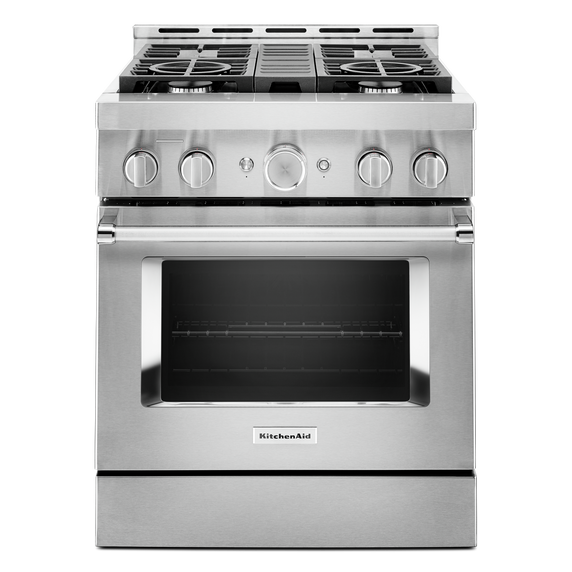 KitchenAid® 30'' Smart Commercial-Style Gas Range with 4 Burners KFGC500JSS