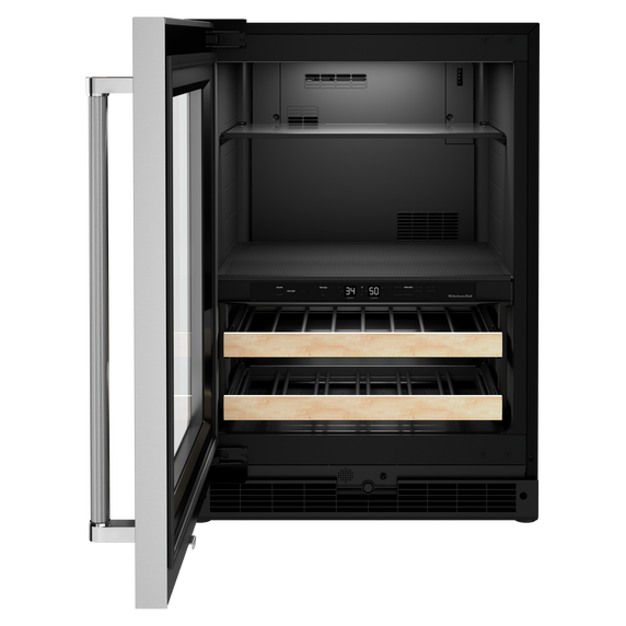 Kitchenaid® 24" Beverage Center with Glass Door and Wood-Front Racks KUBL214KSB