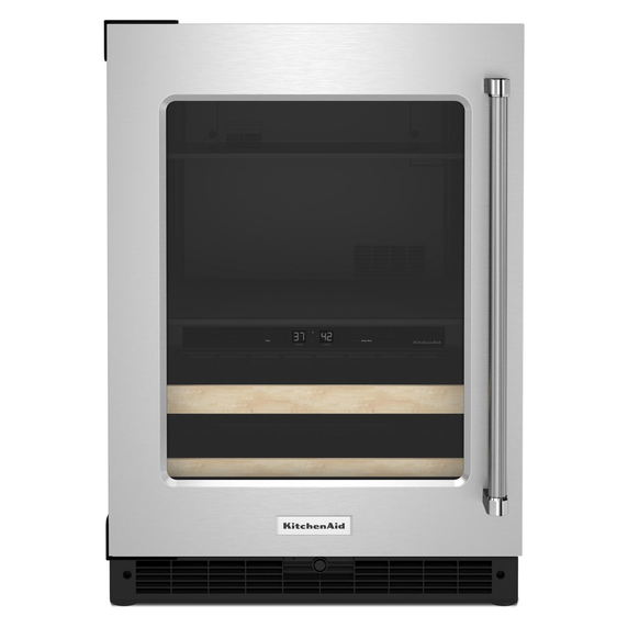 Kitchenaid® 24" Beverage Center with Glass Door and Wood-Front Racks KUBL214KSB