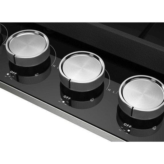 Kitchenaid® 36" Gas-on-Glass Cooktop KCGG536PBL
