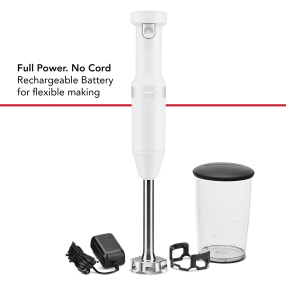 Kitchenaid® Cordless Variable Speed Hand Blender with Chopper and Whisk Attachment KHBBV83WH