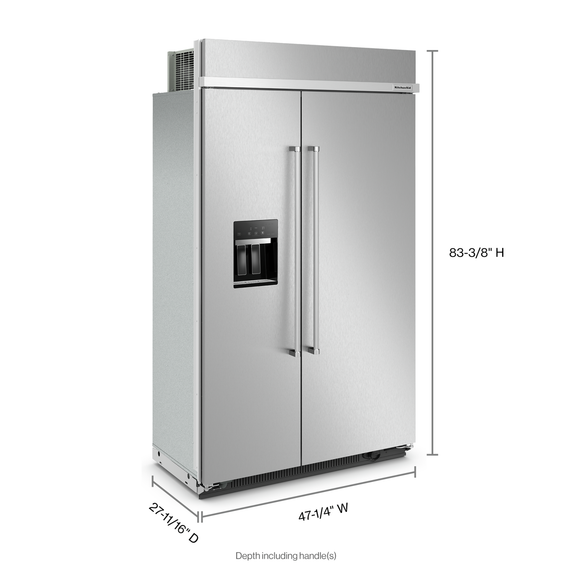 Kitchenaid® 29.4 Cu. Ft. 48 Built-In Side-by-Side Refrigerator with Ice and Water Dispenser KBSD708MSS