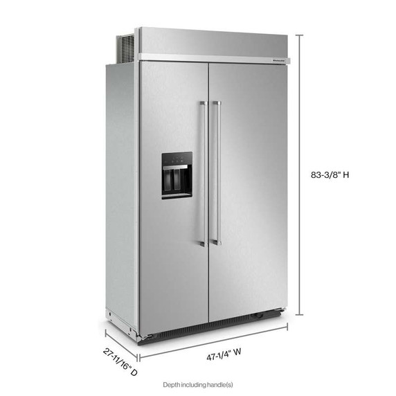 Kitchenaid® 29.4 Cu. Ft. 48" Built-In Side-by-Side Refrigerator with Ice and Water Dispenser KBSD708MSS