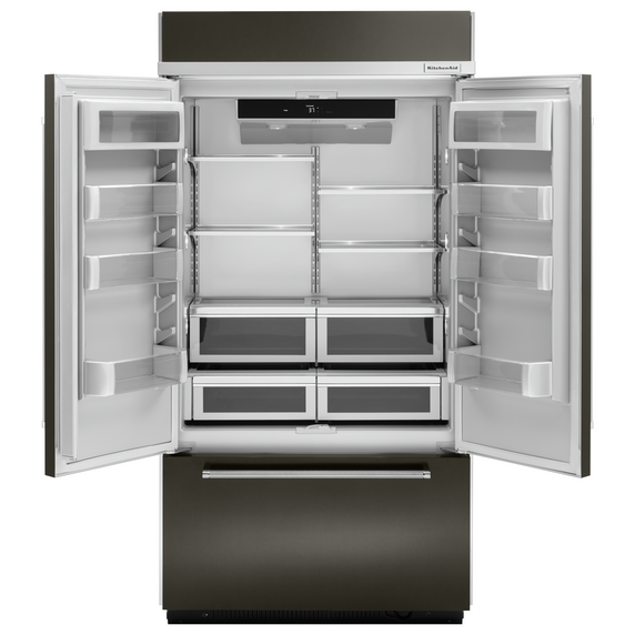 Kitchenaid® 24.2 Cu. Ft. 42" Width Built-In Stainless French Door Refrigerator with Platinum Interior Design KBFN502EBS