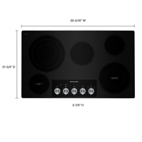Kitchenaid® 36" Electric Cooktop with 5 Elements and Knob Controls KCES556HBL