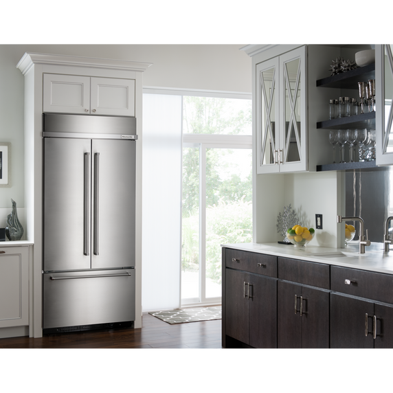 Kitchenaid® 24.2 Cu. Ft. 42 Width Built-In Stainless French Door Refrigerator with Platinum Interior Design KBFN502ESS